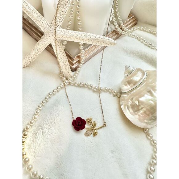Stunning red rose with cubic zirconia pendant necklace ￼ - Picture 6 of 6